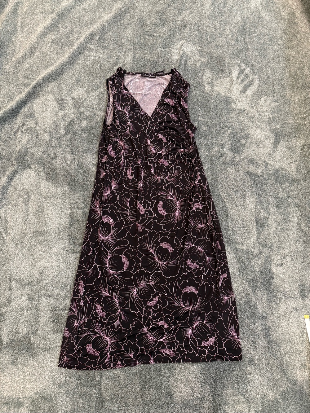 F.L.P Midi Dress in Black with Pink Floral Print